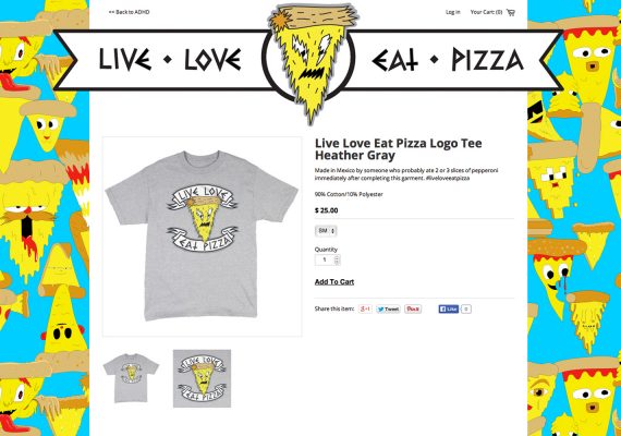 Live Love Eat Pizza Website: Product Detail